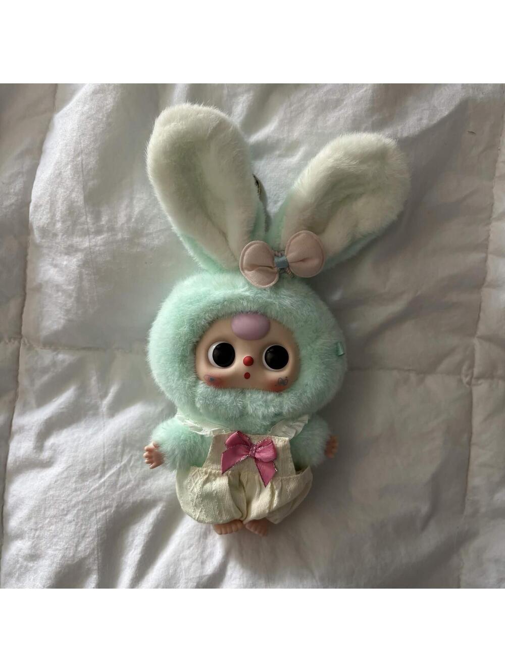 teal bunny plush keychain